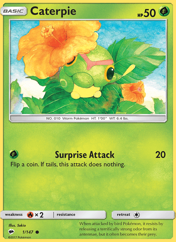 Caterpie, carta 1 de Burning Shadows
