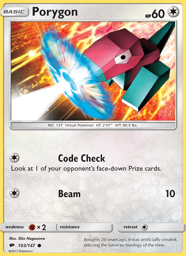 Porygon, card 103 from Burning Shadows