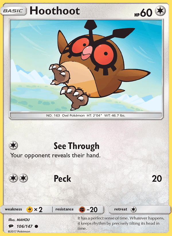 Hoothoot, card 106 from Burning Shadows