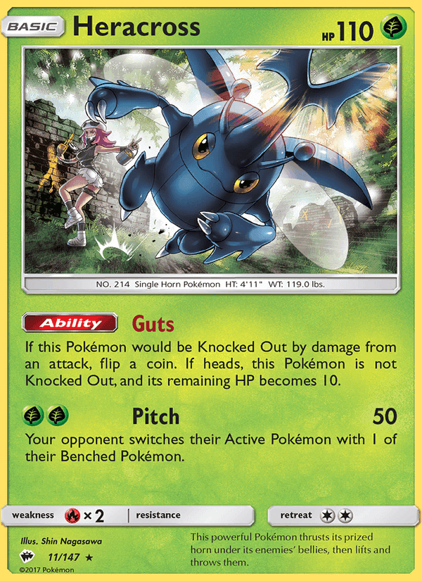 Heracross, card 11 from Burning Shadows