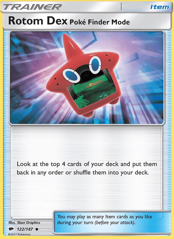 Rotom Dex—Poké Finder Mode, card 122 from Burning Shadows