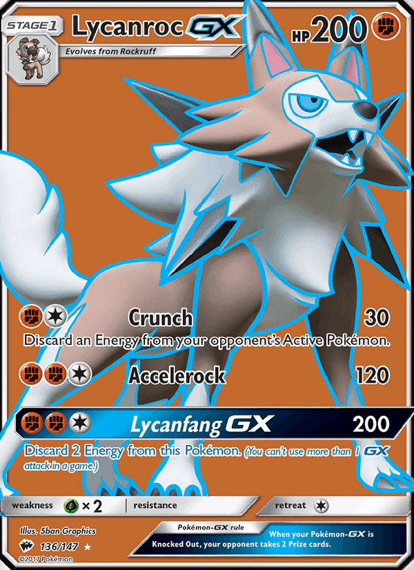 Lycanroc GX, card 136 from Burning Shadows