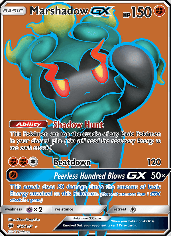 Marshadow GX, card 137 from Burning Shadows