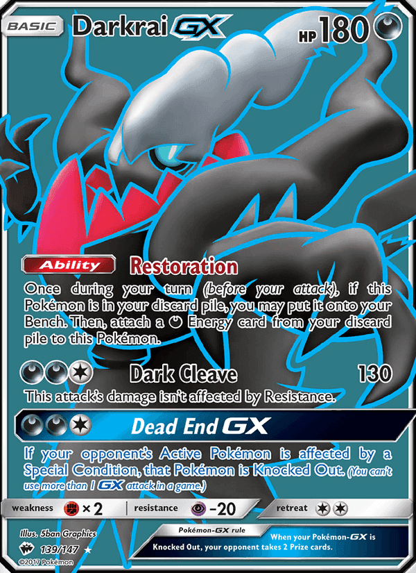 Darkrai GX, card 139 from Burning Shadows