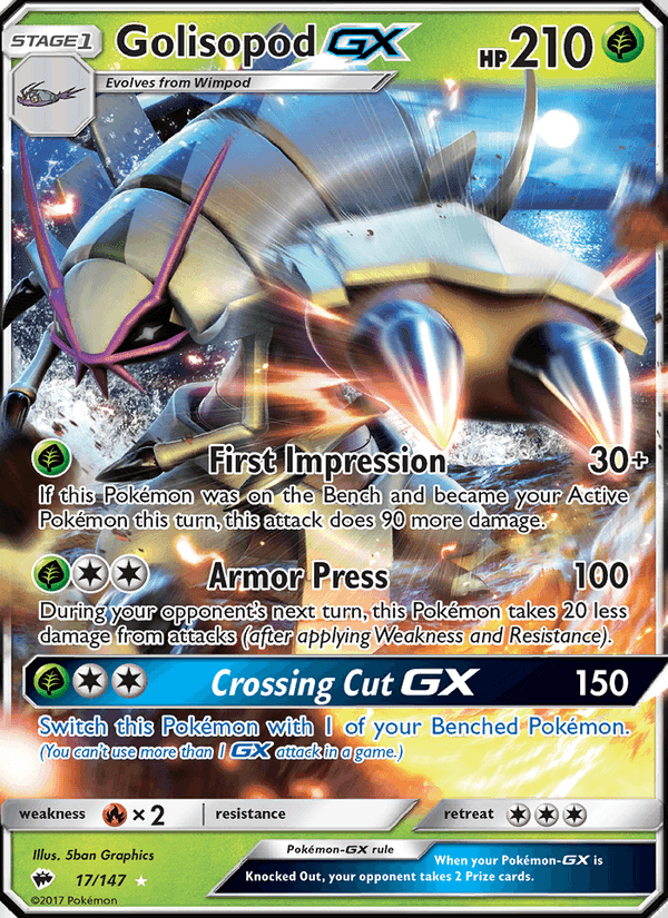 Golisopod GX, card 17 from Burning Shadows