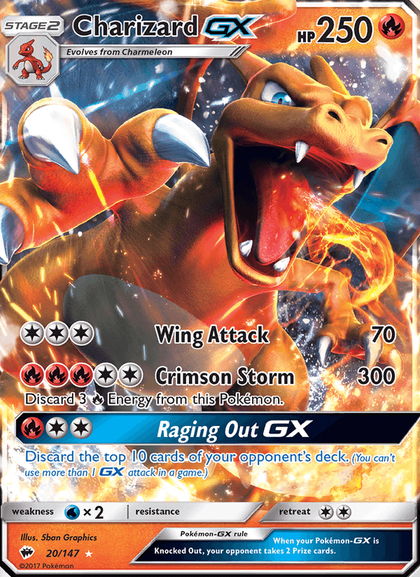 Charizard GX, carta 20 di Burning Shadows