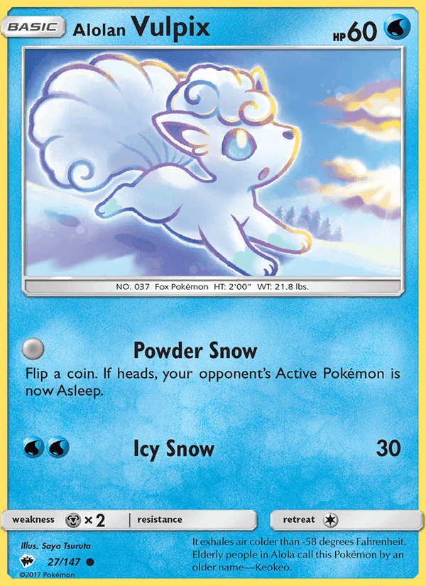 Alolan Vulpix, card 27 from Burning Shadows