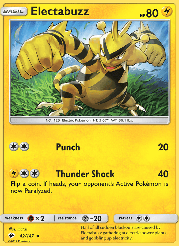 Electabuzz, card 42 from Burning Shadows