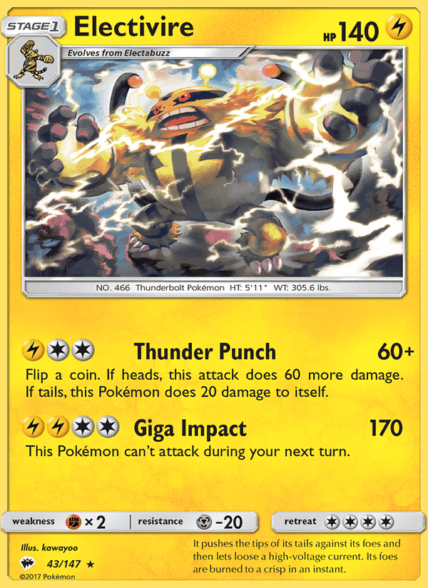 Electivire, card 43 from Burning Shadows