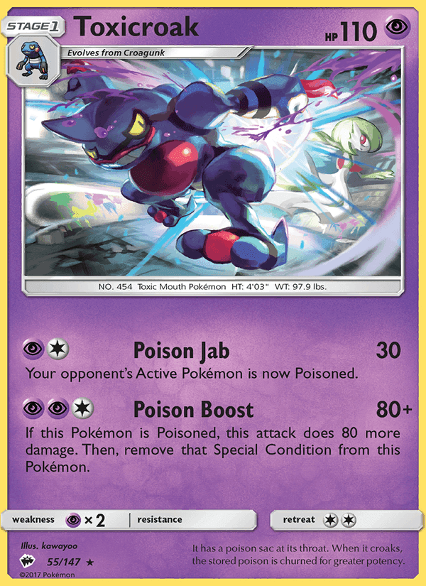 Toxicroak, card 55 from Burning Shadows