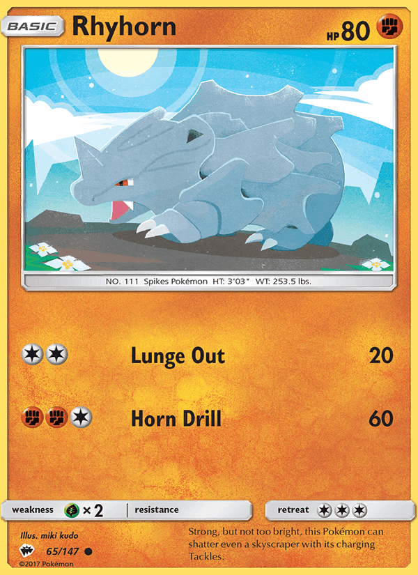 Rhyhorn, card 65 from Burning Shadows