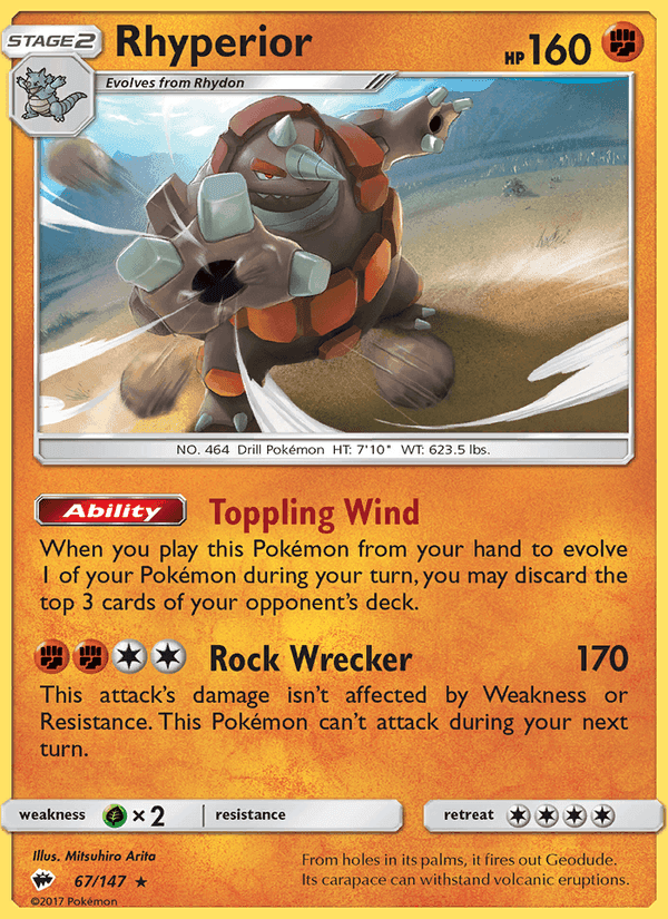 Rhyperior, card 67 from Burning Shadows