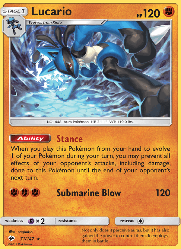 Lucario, card 71 from Burning Shadows