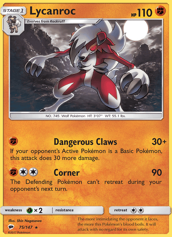 Lycanroc, card 75 from Burning Shadows