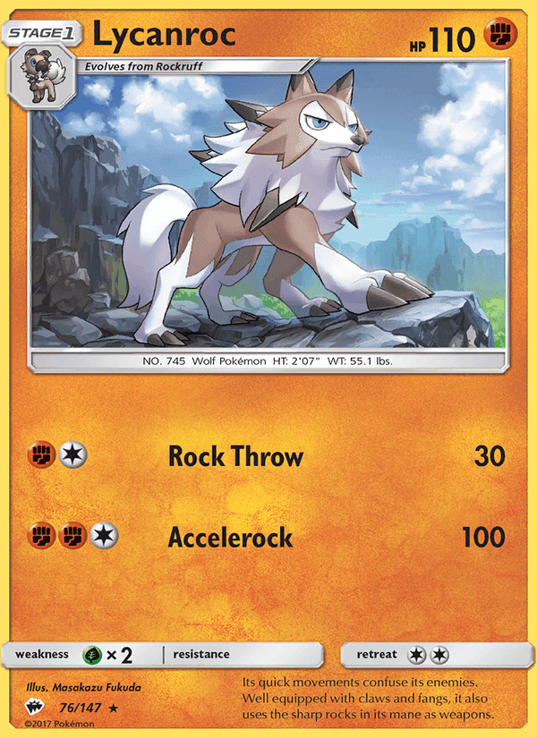 Lycanroc, card 76 from Burning Shadows