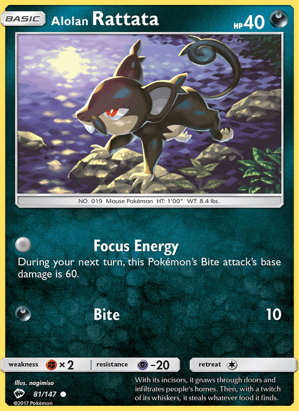 Alolan Rattata, card 81 from Burning Shadows