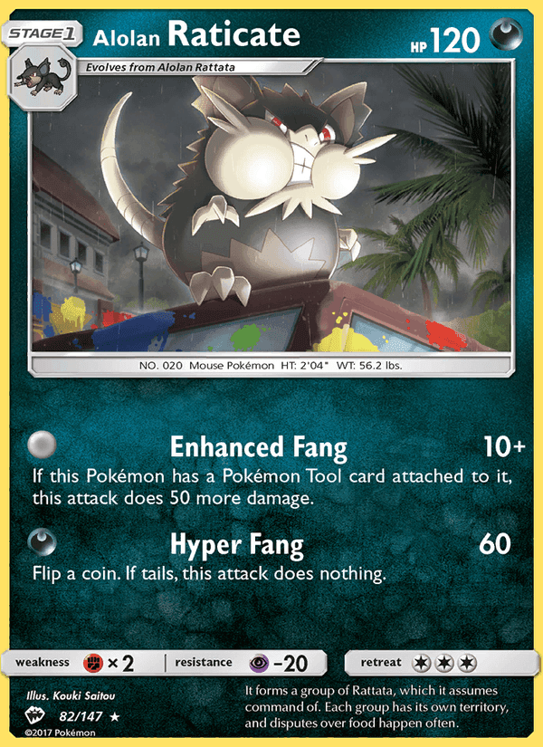Alolan Raticate, card 82 from Burning Shadows