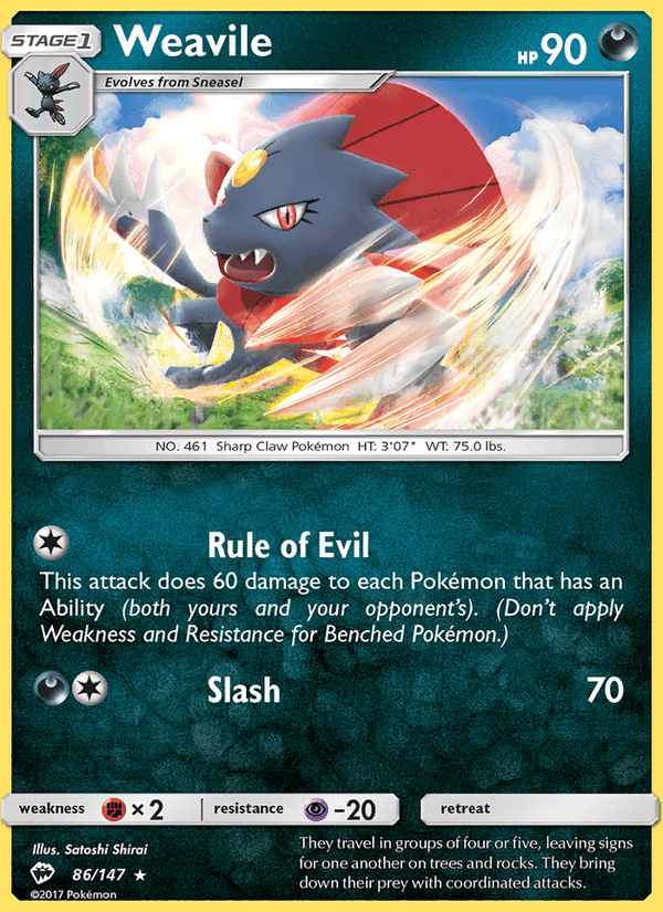 Weavile, card 86 from Burning Shadows