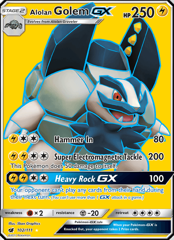 Alolan Golem GX, card 102 from Crimson Invasion