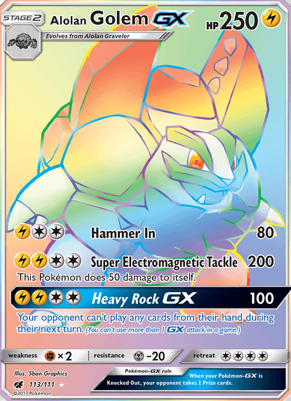 Alolan Golem GX, card 113 from Crimson Invasion