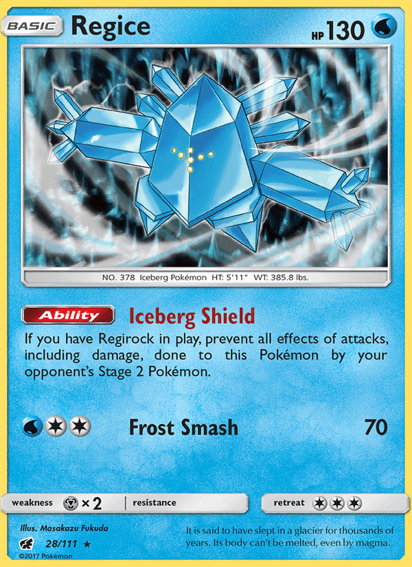 Regice, card 28 from Crimson Invasion