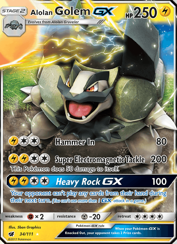 Alolan Golem GX, card 34 from Crimson Invasion
