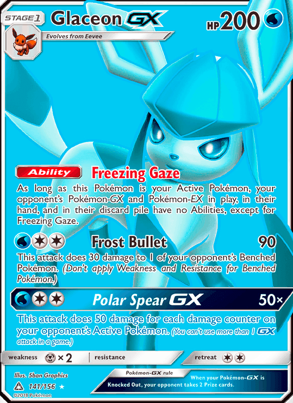 Glaceon GX, card 141 from Ultra Prism