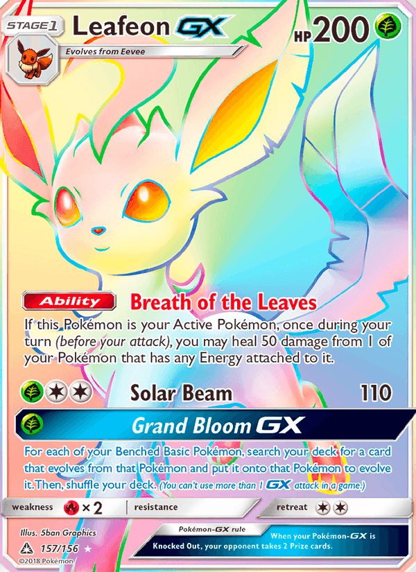 Leafeon GX, card 157 from Ultra Prism