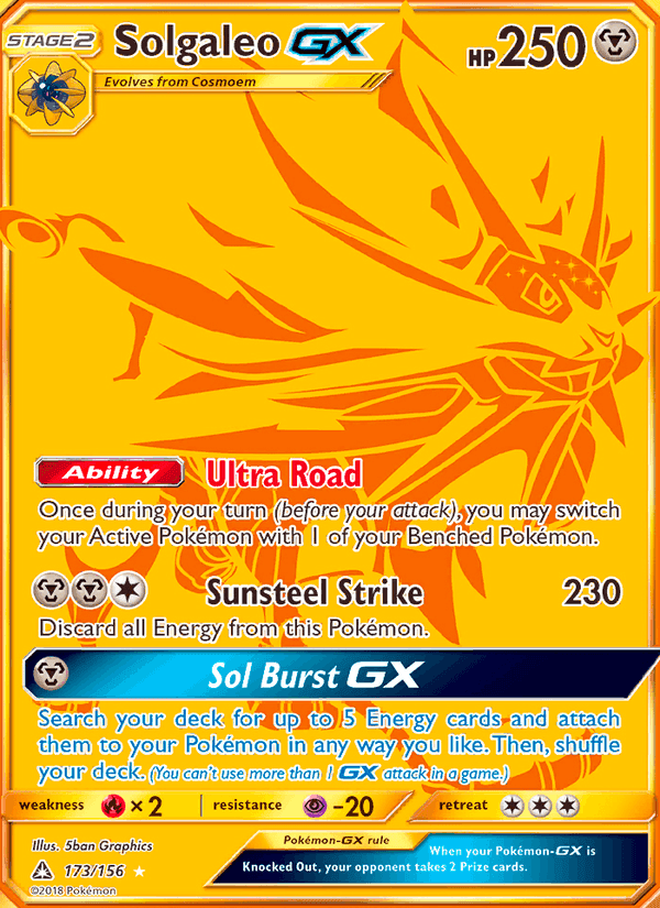 Solgaleo GX, card 173 from Ultra Prism