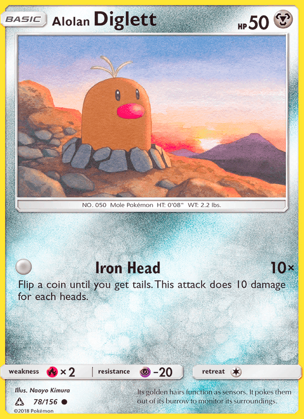 Alolan Diglett, card 78 from Ultra Prism