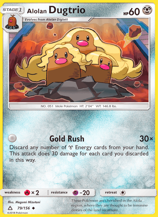 Alolan Dugtrio, card 79 from Ultra Prism