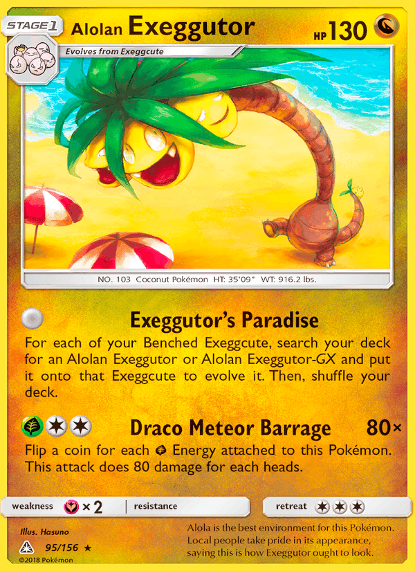Alolan Exeggutor, card 95 from Ultra Prism