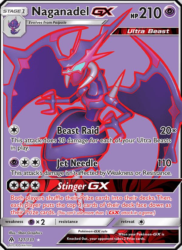 Naganadel GX, card 121 from Forbidden Light