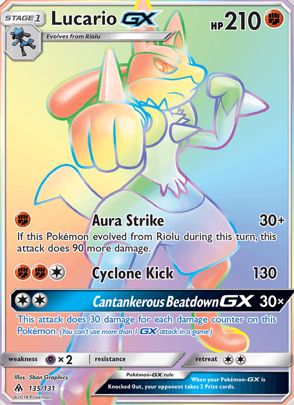 Lucario GX, card 135 from Forbidden Light