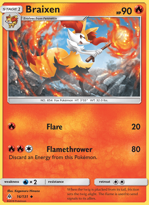 Braixen, card 16 from Forbidden Light