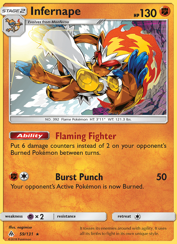 Infernape, card 59 from Forbidden Light