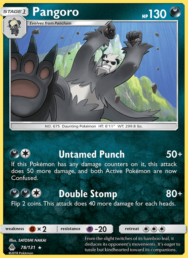 Pangoro, card 78 from Forbidden Light