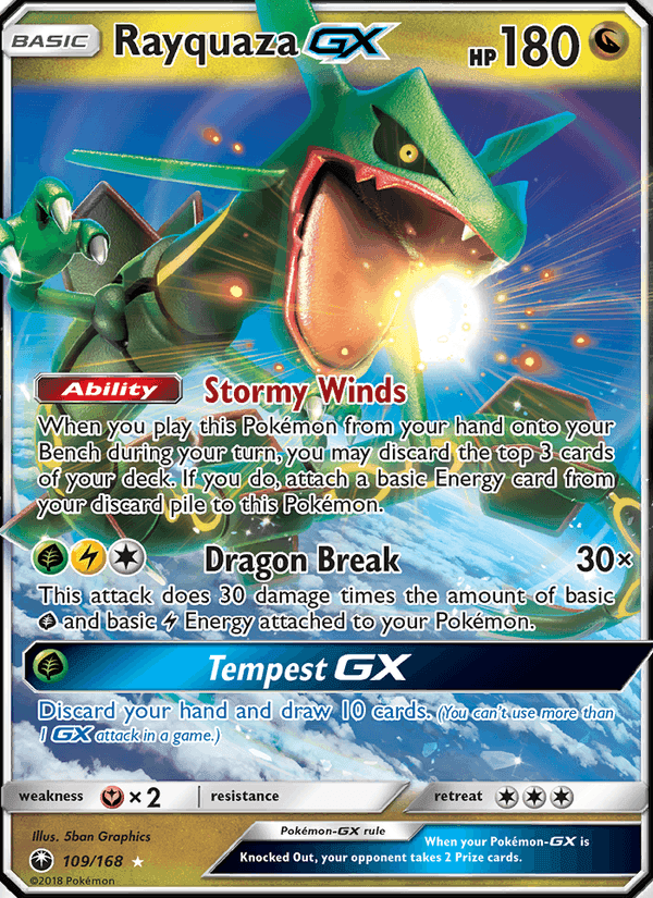 Rayquaza GX, card 109 from Celestial Storm