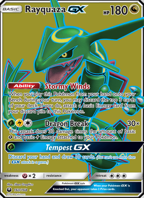 Rayquaza GX, card 160 from Celestial Storm