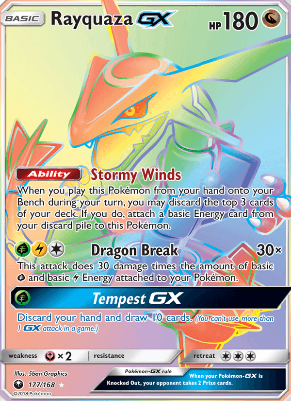 Rayquaza GX, card 177 from Celestial Storm