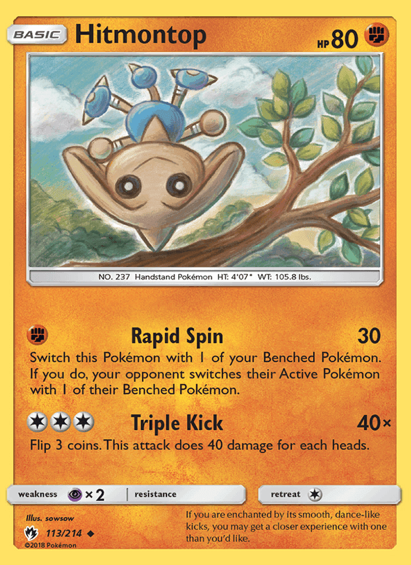 Hitmontop, card 113 from Lost Thunder