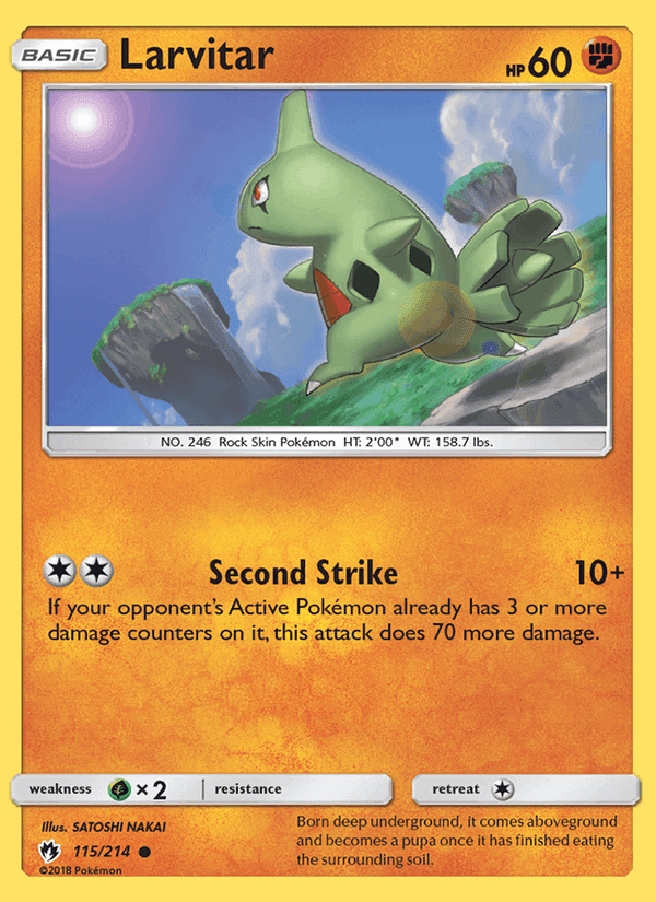 Larvitar, card 115 from Lost Thunder