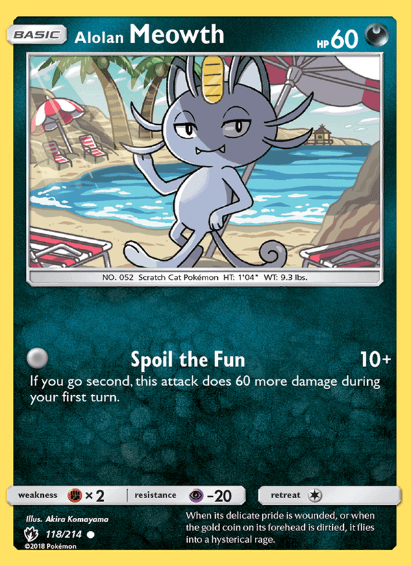 Alolan Meowth, card 118 from Lost Thunder