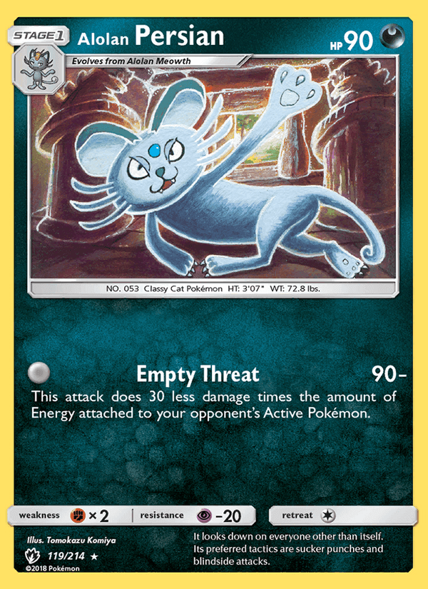 Alolan Persian, card 119 from Lost Thunder