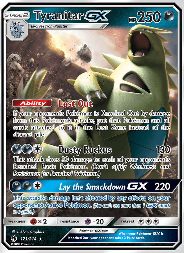 Tyranitar GX, card 121 from Lost Thunder