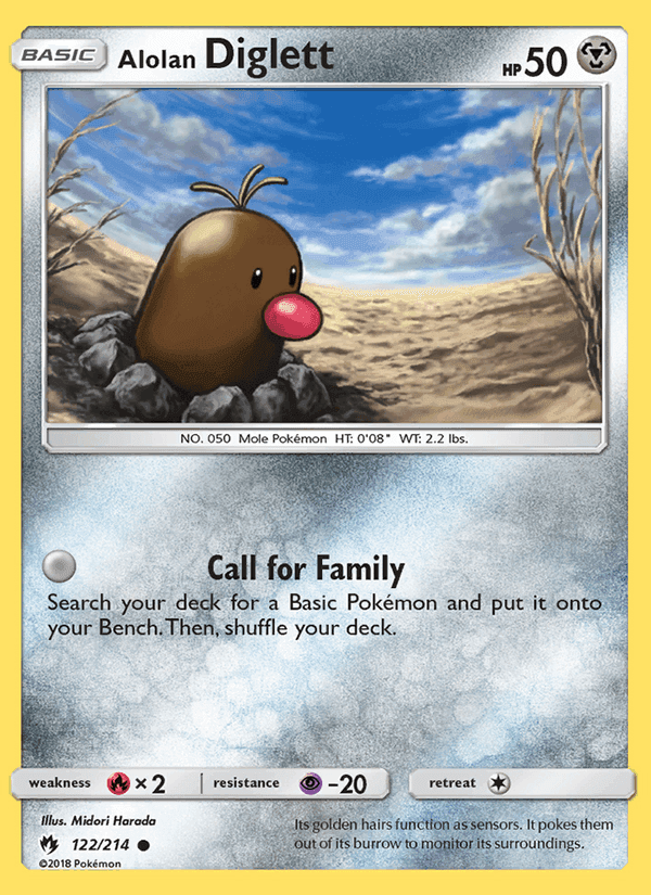 Alolan Diglett, card 122 from Lost Thunder