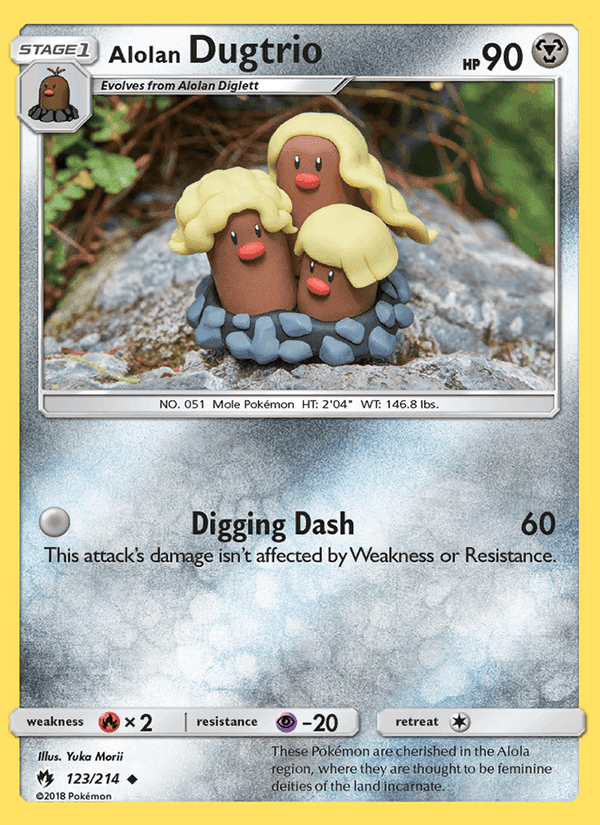 Alolan Dugtrio, card 123 from Lost Thunder