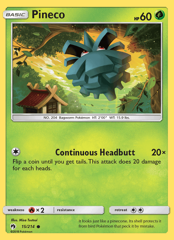 Pineco, card 15 from Lost Thunder