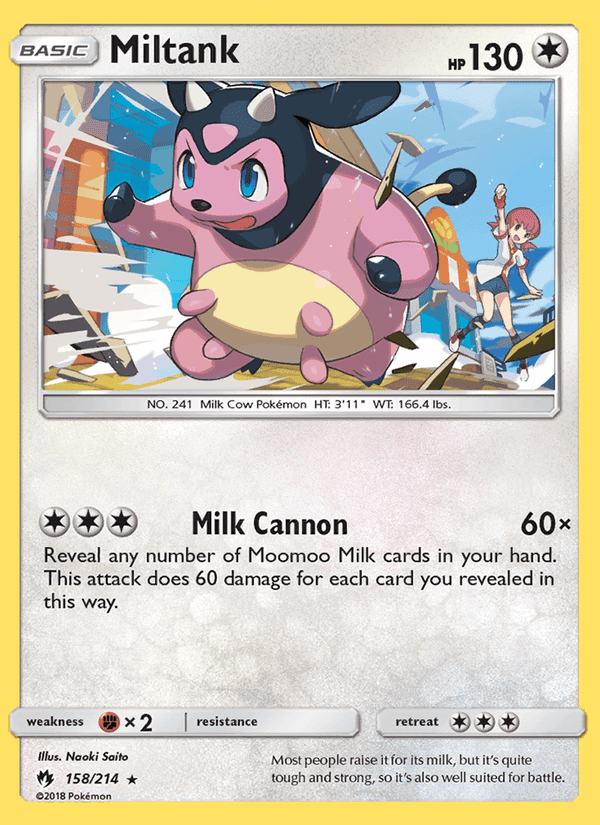 Miltank, card 158 from Lost Thunder