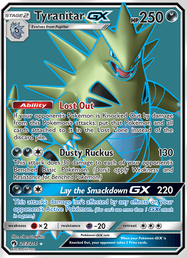 Tyranitar GX, card 203 from Lost Thunder